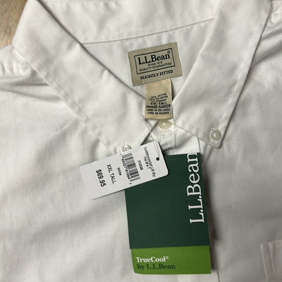 LL Bean Nwt tall true cool slightly fitted stretchy white button down shirt - Picture 5 of 8